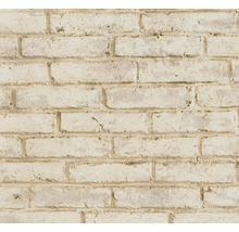 Vliesbehang met steenlook en baksteenmotief met een gestructureerd oppervlak.