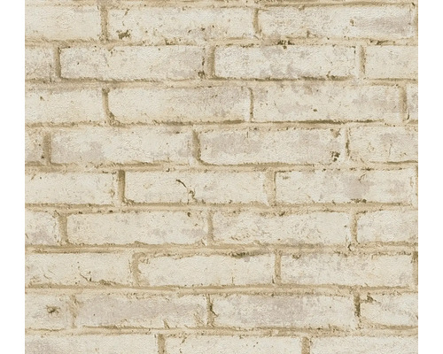 Vliesbehang met steenlook en baksteenmotief met een gestructureerd oppervlak.