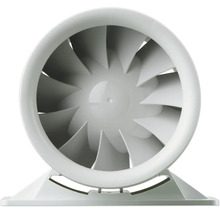 Buisventilator van kunststof voor ventilatie en afzuiging van ruimtes.