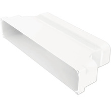 Witte vlakke kanaalverbinder van kunststof voor ventilatiesystemen.