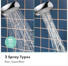 Handdouche met twee straalsoorten: Rain en ImpactRain.
