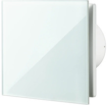 Vierkante ventilator voor kleine ruimtes met glazen frontafdekking voor wand en plafond.