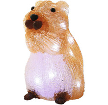 Verlichte decoratiefiguur hamster van bruin en wit acryl met kristallijn oppervlak voor binnen en buiten.