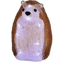 LED-tuinfiguur egel van acryl met kristallijne structuur, verlicht.