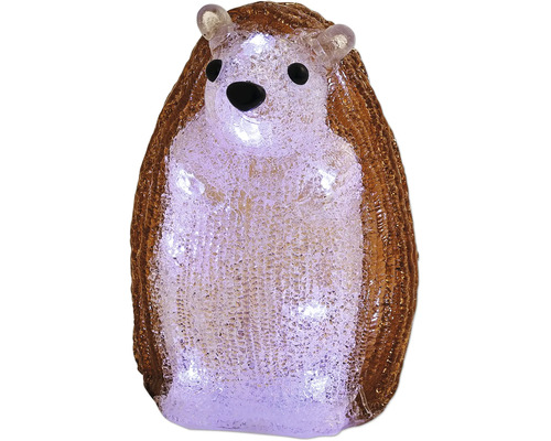 LED-tuinfiguur egel van acryl met kristallijne structuur, verlicht.