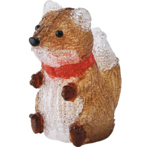 LED-acrylfiguur eekhoorn met sjaal voor kerstdecoratie.