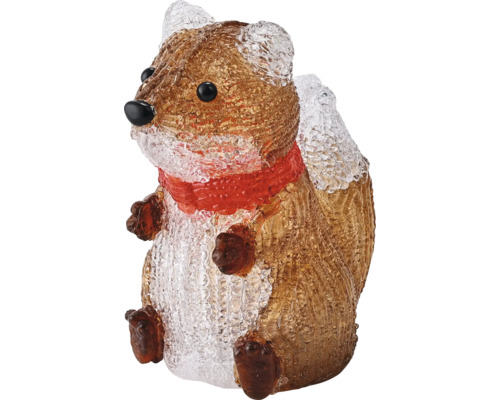 LED-acrylfiguur eekhoorn met sjaal voor kerstdecoratie.