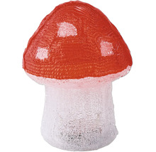 LED-decoratiefiguur paddenstoel van acryl voor buiten, rood met witte stippen.