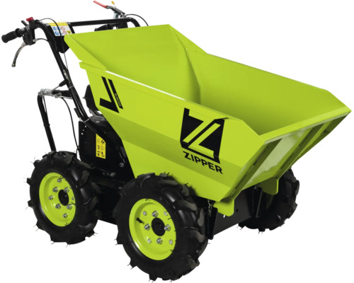 Zipper mini-dumper ZI-RD300 met vierwielaandrijving en grote kiepbak voor het transporteren van bulkgoederen.