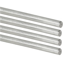 Vier ronde profielen van aluminium.