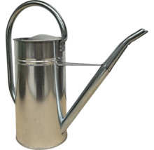 Verzinkte metalen gieter met lange tuit en grote handgreep.