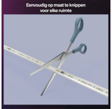 Ledstrip die met een schaar op maat wordt geknipt.