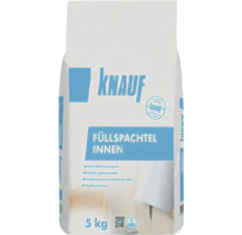 Knauf Füllspachtel Innen, 5 kilogram zak, gipsgebaseerd vulmiddel voor wanden en plafonds binnenshuis.