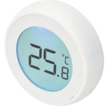 Ronde digitale thermometer met LCD-display van 25,8 graden Celsius.