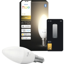 Philips Hue White E14 led-kaarslamp, 470 lumen, slimme bediening via Matter en Bluetooth, compatibel met Alexa, Apple Home en Google Home.