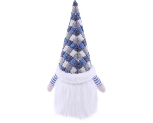 Kerstkabouter met geruite muts en witte baard.