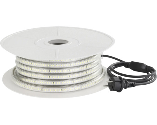 LED-strip op een rol met stroomkabel en stekker.
