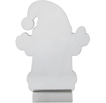 Kerstfiguur kerstman-silhouet van zilverkleurig metaal met voet.