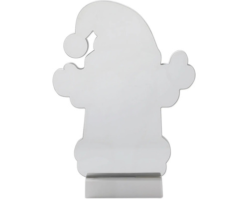 Kerstfiguur kerstman-silhouet van zilverkleurig metaal met voet.