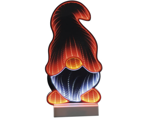 LED-decoratie kabouter met infinity mirror-effect, verlichte kerstfiguur voor binnen.