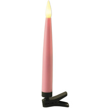 LED-kerstboomkaars met clip, roze, warmwit lichtgevende vlam.