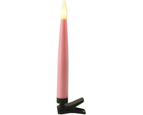 LED-kerstboomkaars met clip, roze, warmwit lichtgevende vlam.