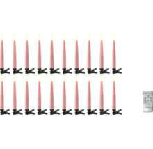 20-delige set roze led-kerstboomkaarsen met bevestigingsclips en afstandsbediening.