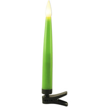 Draadloze groene LED-kerstboomkaars met een handige bevestigingsclip.
