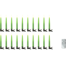 20 groene draadloze led-kerstboomkaarsen met bevestigingsclips en afstandsbediening