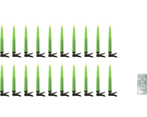 20 groene draadloze led-kerstboomkaarsen met bevestigingsclips en afstandsbediening