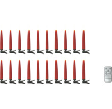 20 rode draadloze led-kerstboomkaarsen met bevestigingsclip en afstandsbediening.