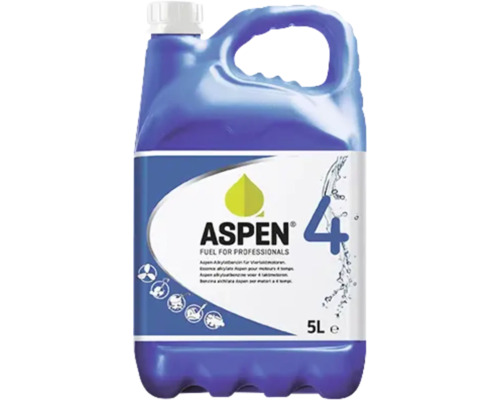 Aspen 4 alkylaatbenzine voor viertaktmotoren in een 5 liter jerrycan
