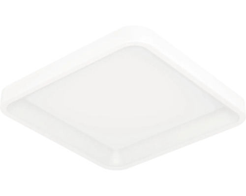 Vierkante witte LED-plafondlamp met afgeronde hoeken.