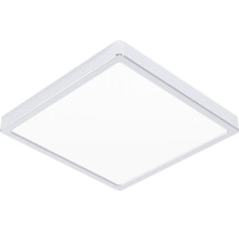 Vierkante LED-plafondlamp met verchroomd frame en witte diffuser.