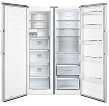 Open Side-by-Side koel-vriescombinatie met Total NoFrost, ChillZone en meerdere vriesladen.
