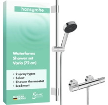 Hansgrohe doucheset Waterforms Varia, glijstang 72 centimeter, handdouche, thermostaat, Hansgrohe Logo, vijf jaar garantie, Duits merk.