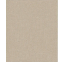 Beige vliesbehang met fijne textieloptiek en linnenstructuur.