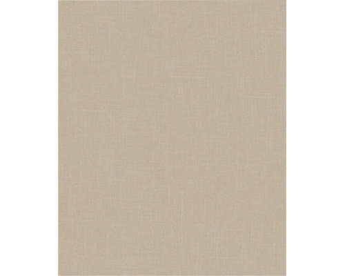 Beige vliesbehang met fijne textieloptiek en linnenstructuur.
