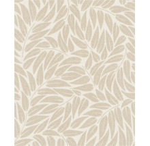 Behang met gestileerd bladerenpatroon in natuurdesign en linnenlook.