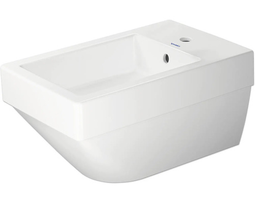 Duravit wastafel van keramiek, rechthoekig, met een kraangat voor kranen.