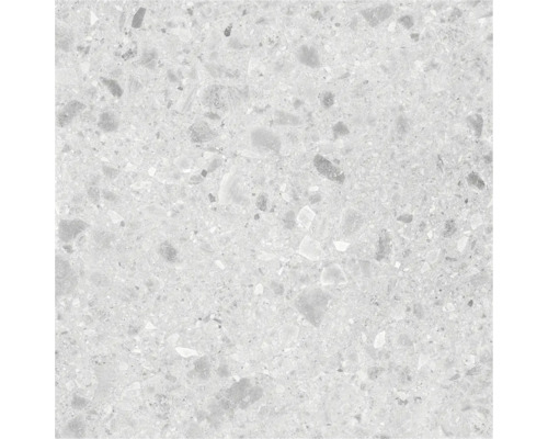 Keramische tegel met terrazzo-look en steeninsluitsels voor vloer en wand.