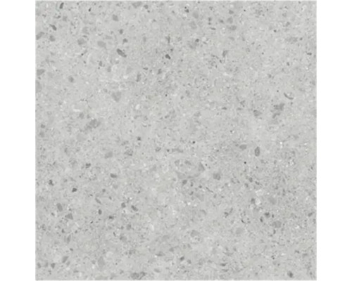 Detailopname van een tegeloppervlak met een gespikkeld terrazzo steeneffect.