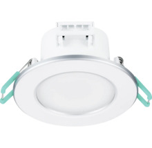 Ronde LED inbouwspot met montageklemmen en matte afdekking voor plafondmontage.