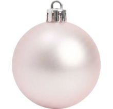 Kerstbal in roze met mat oppervlak en zilveren kapje.