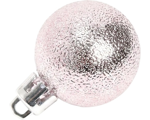 Roze kerstbal met reliëf en ophangoog.