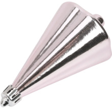 Geribbelde, kegelvormige roze kerstboomhanger met glanzend oppervlak en ophangoog.