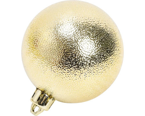 Gouden kerstbal met gestructureerd oppervlak en ophangoog.