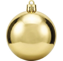 Glanzende gouden kerstbal van kunststof met ophangoog.