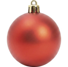 Kerstbal mat rood met goudkleurige ophanging.