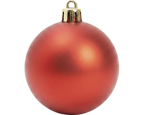 Kerstbal mat rood met goudkleurige ophanging.